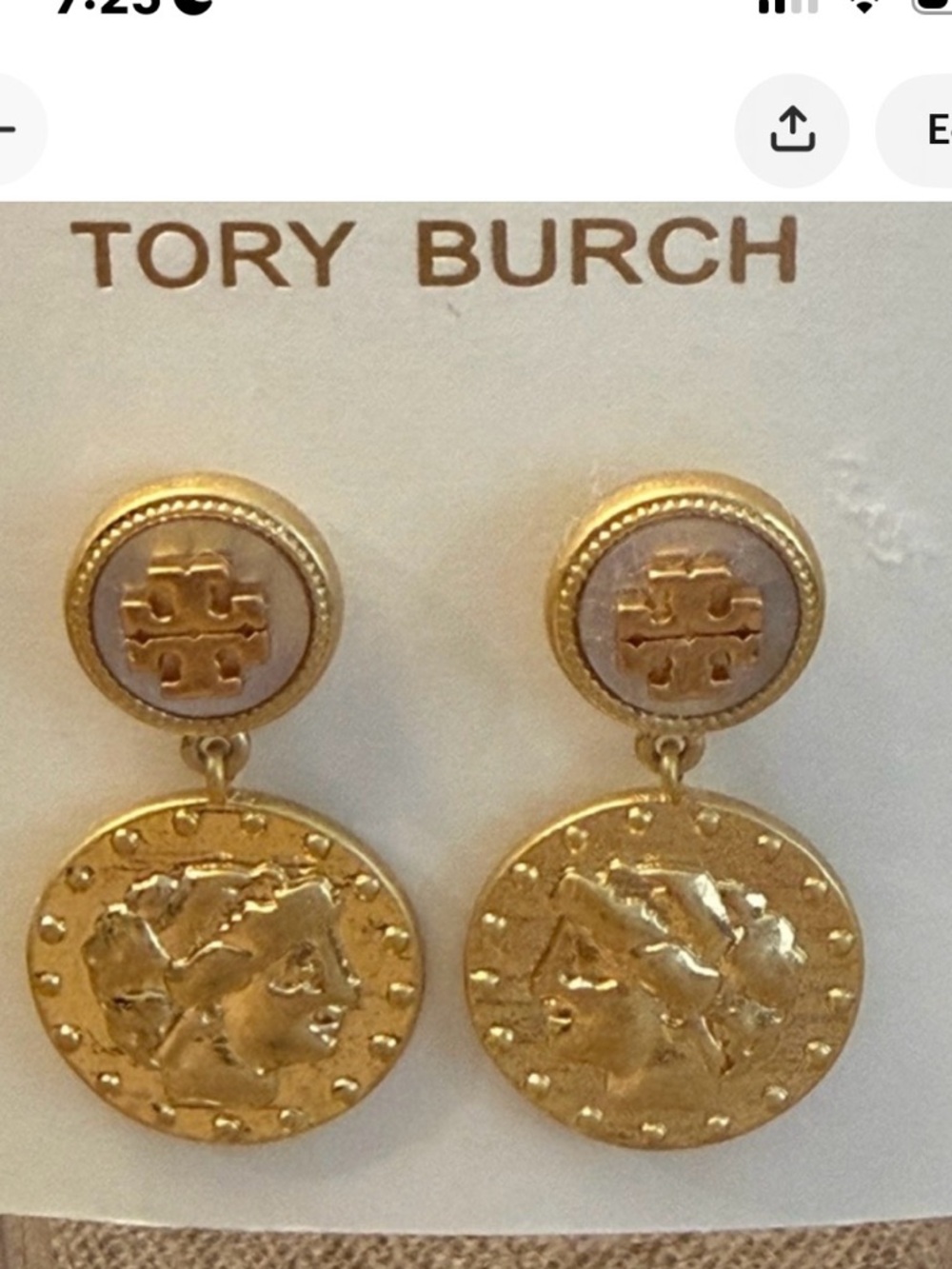 Tory Burch Gold-Tone Medallion Drop Earrings